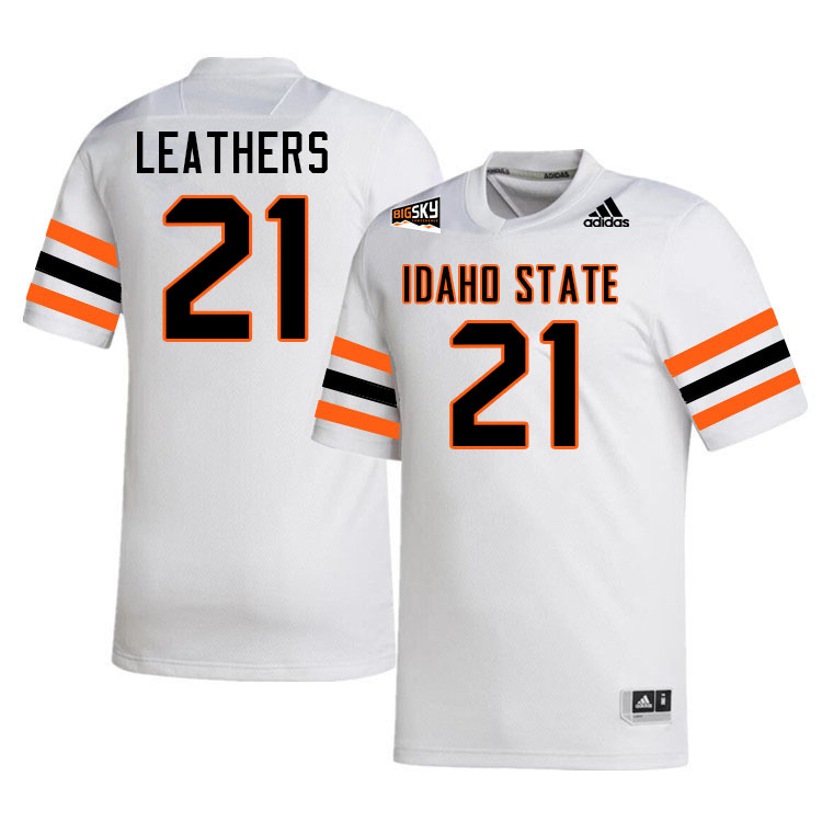 Idaho State Bengals #21 Rylan Leathers College Football Jerseys,Uniforms Stitched-White